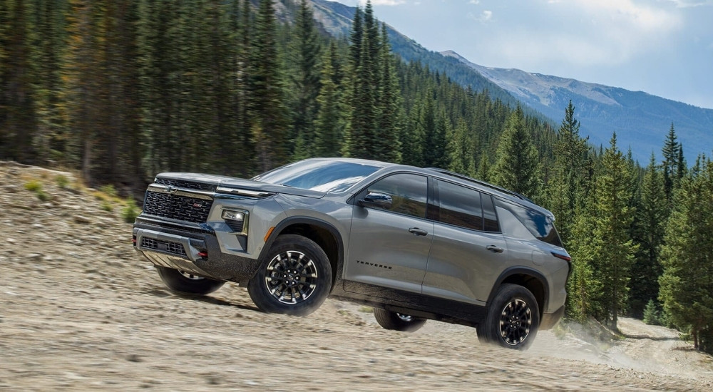 Silver 2026 Chevy Traverse Z71 for sale off-roading