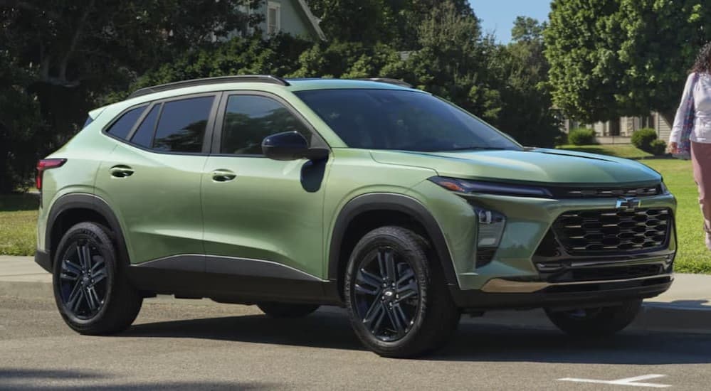 A green 2026 Chevy Trax parked outdoors.