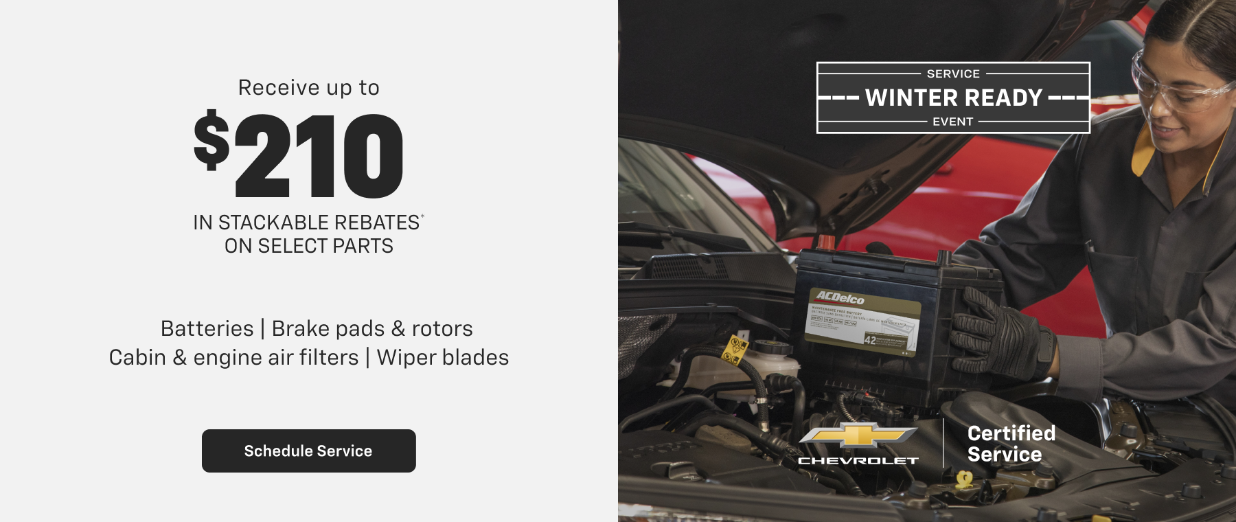 Receive up to $210 in Stackable Rebates on select parts