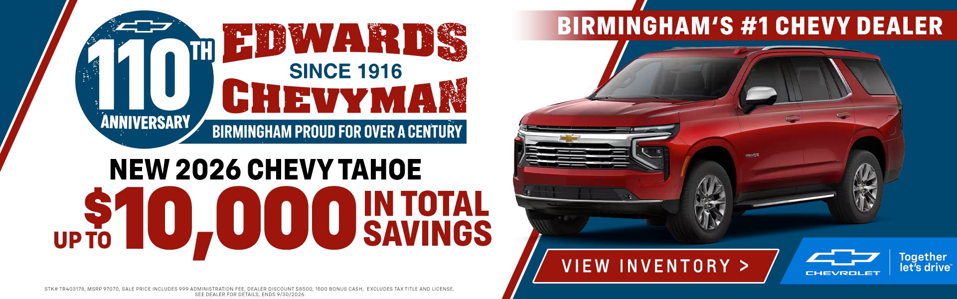 2026 Tahoe $10000 in total savings
