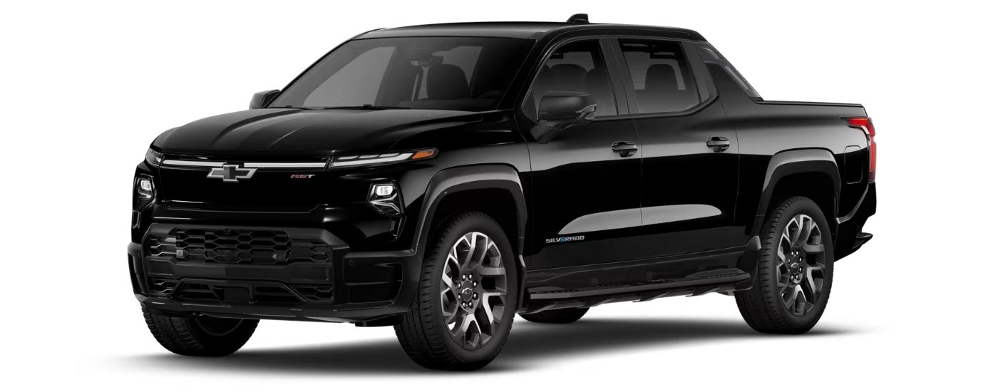 Black 2024 Chevy Silverado EV RST angled left