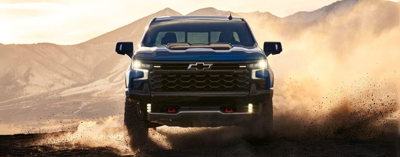 Blue 2023 Chevy Silverado 1500 ZR2 off-roading