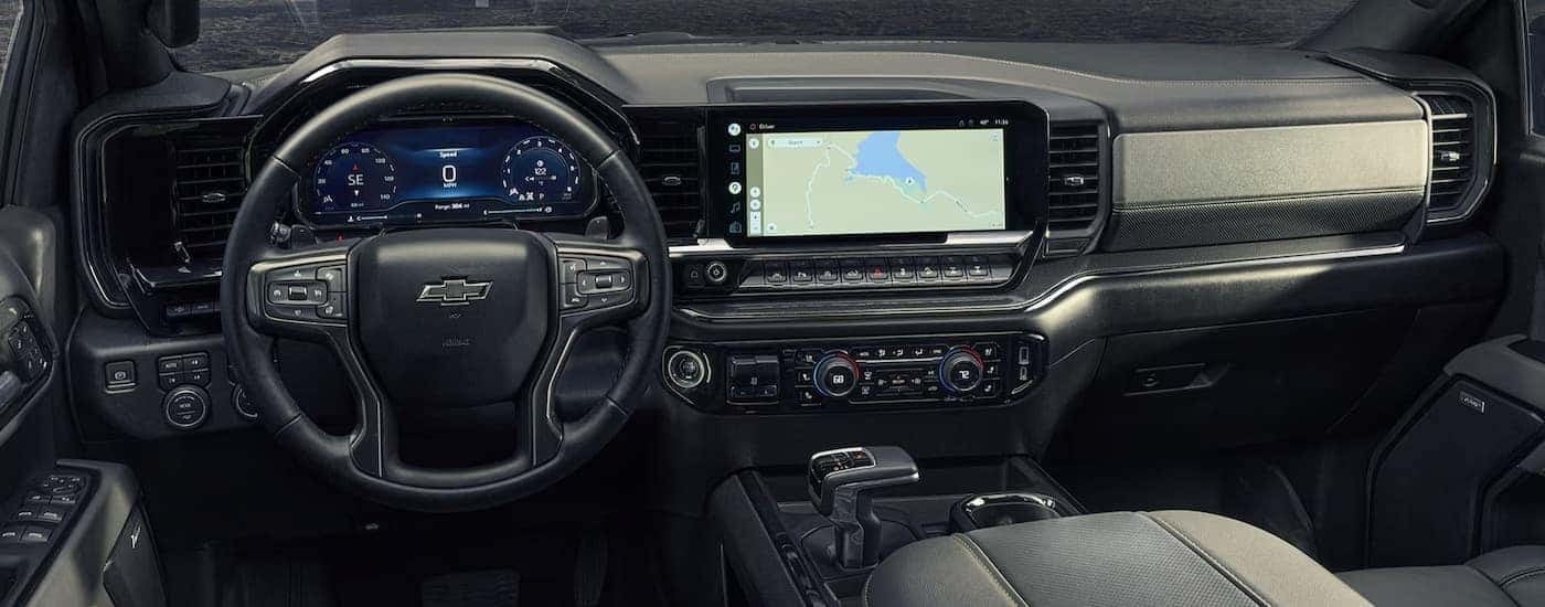 Infotainment and digital gauge cluster on a 2026 Chevy Silverado 2500 HD